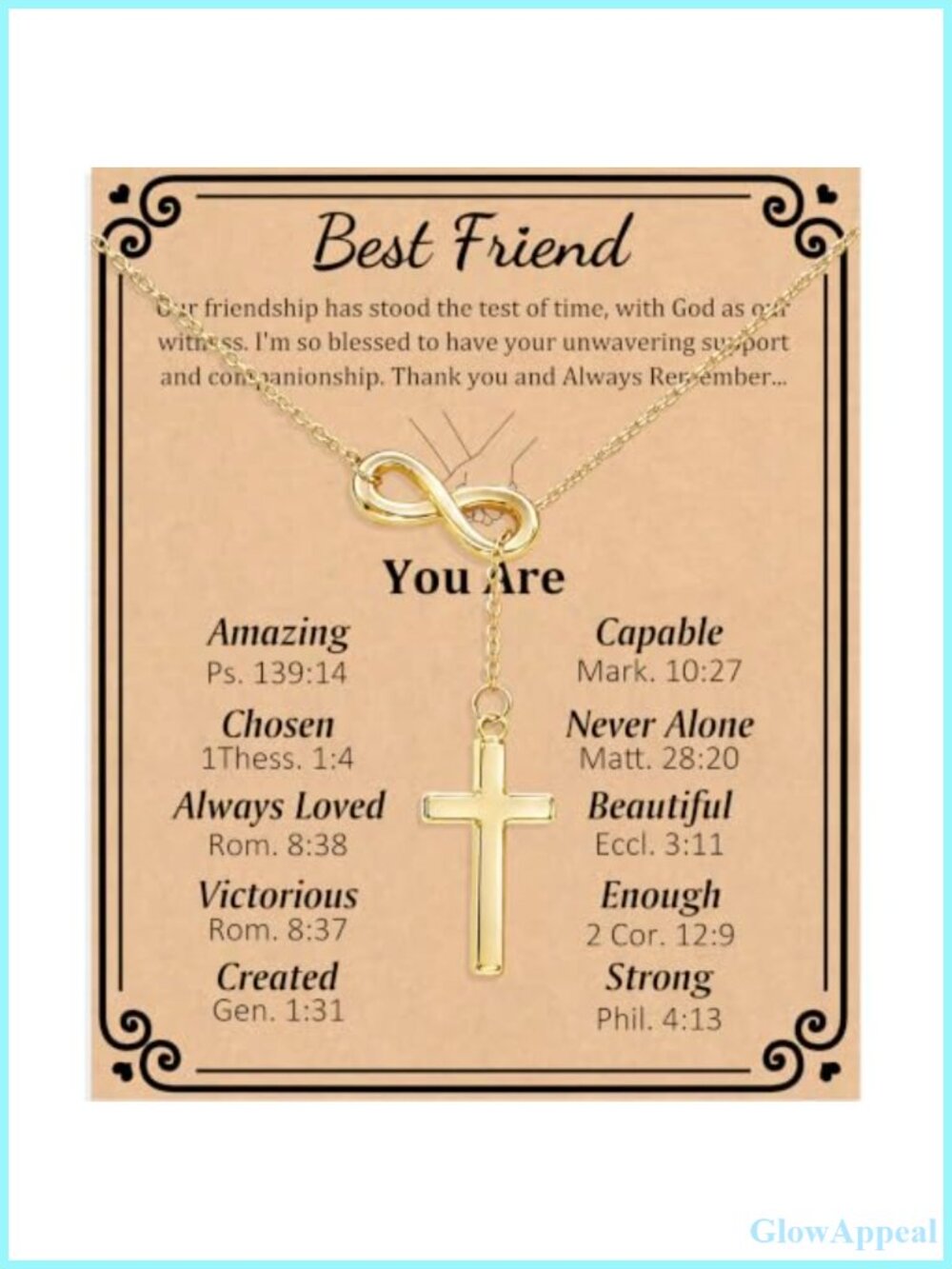 Infinity Loop Cross Necklace Stainless Steel Adjustable Pendant